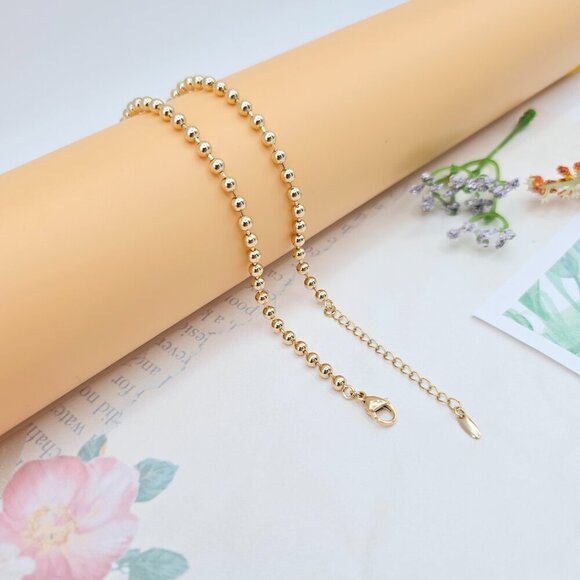 Rose Gold Polished Ball Chain Necklace for Women, 45cm Adjustable, XPNL0050 - Picture 6 of 13